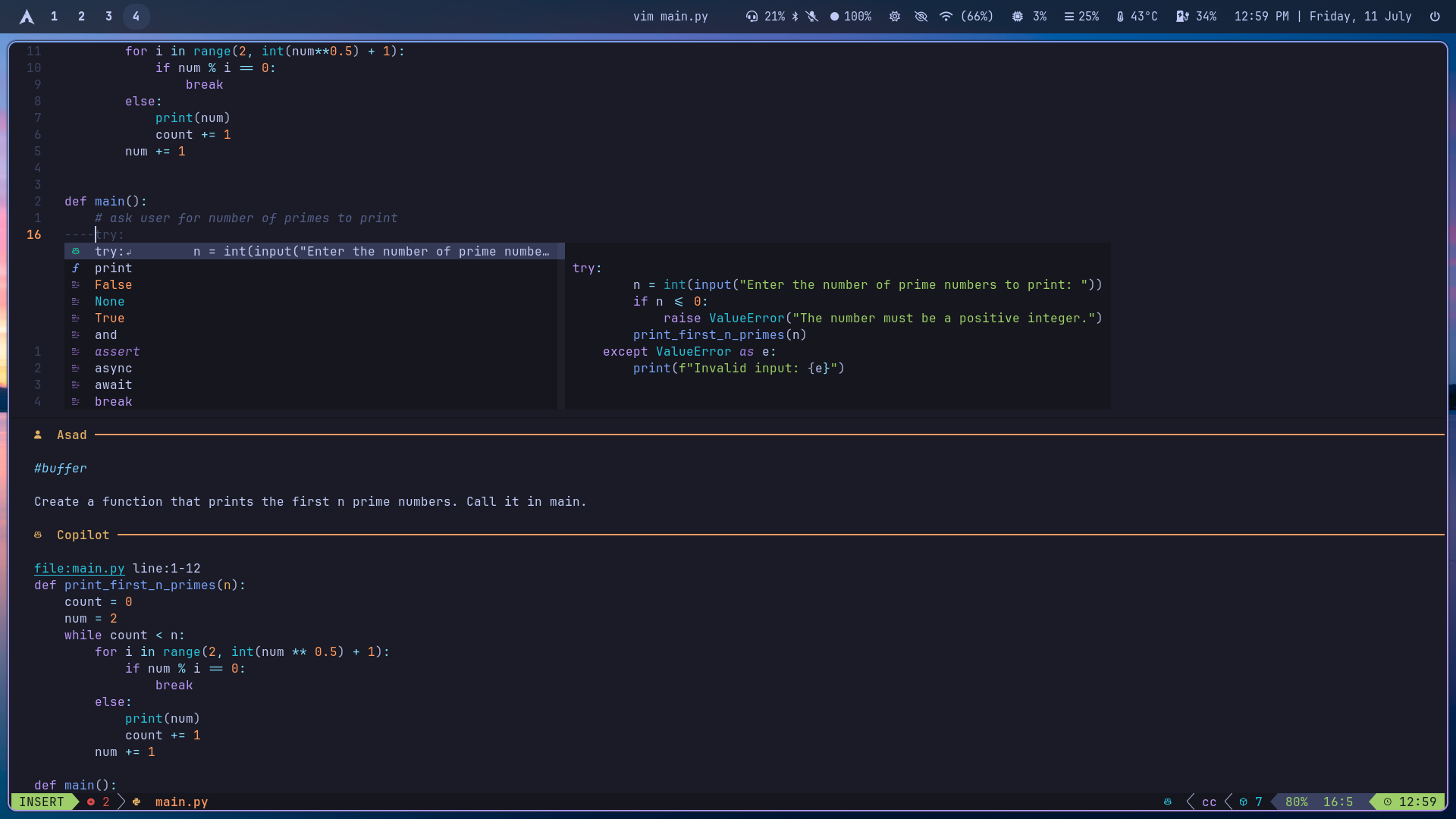 Neovim Copilot Screenshot